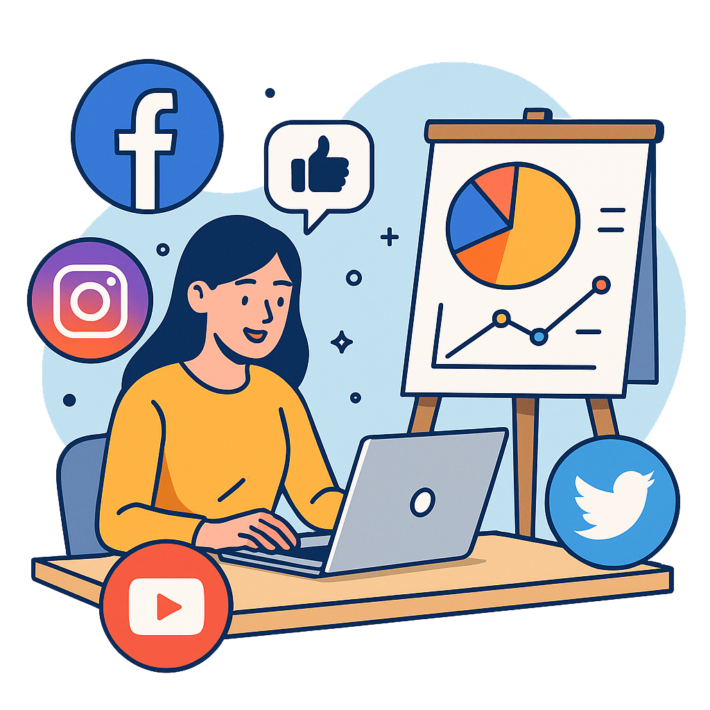 Ilustración de estrategia en redes sociales